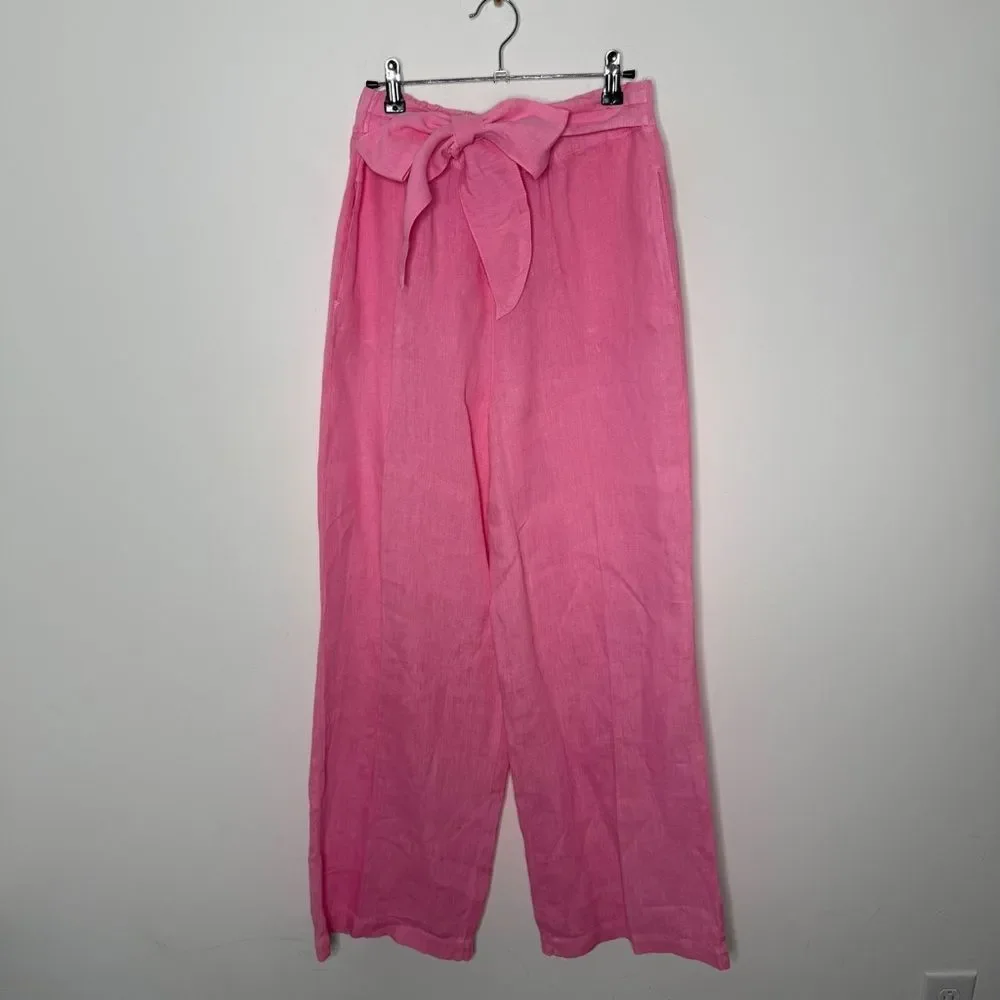 Zara Linen Pink Belted Pants M